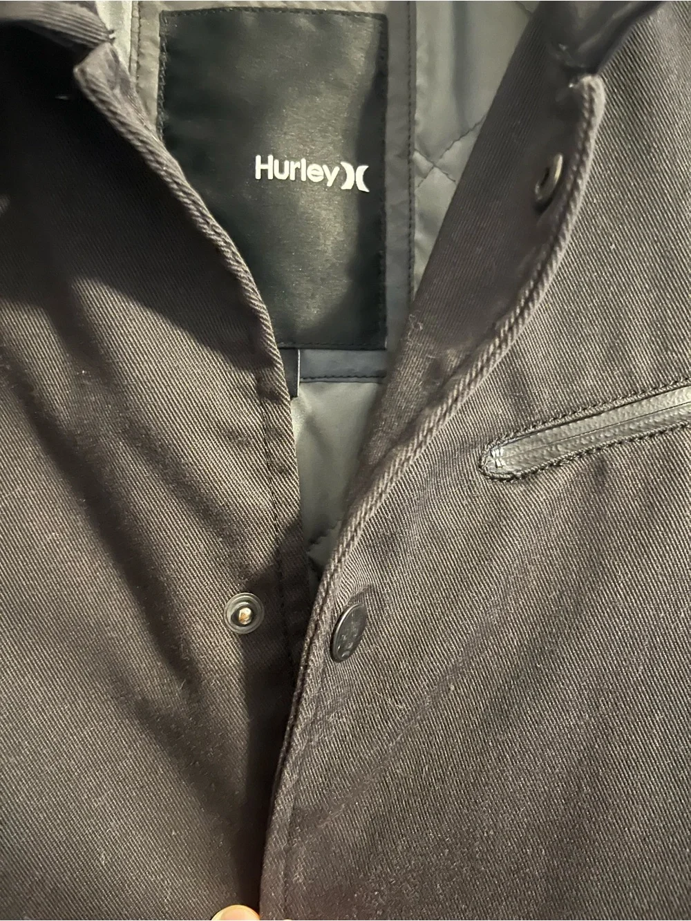 Hurley MVP Twill Black Quilted-Lined Jacket, Waterproof
